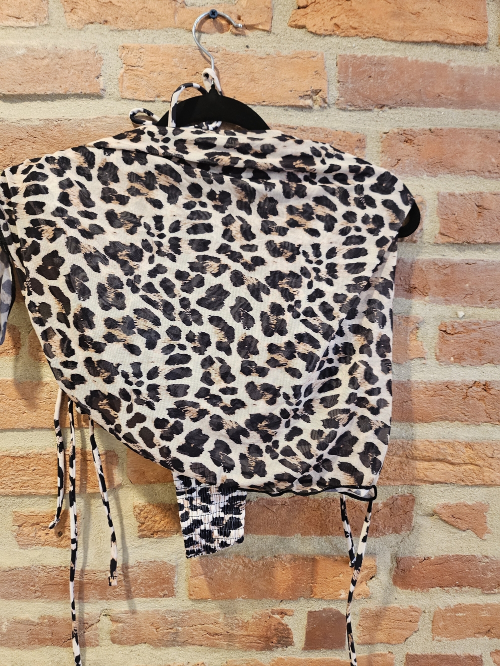 adidas Leopard-Pattern Ribbed Bikini Set - Black & Cream - Picture 3 of 4